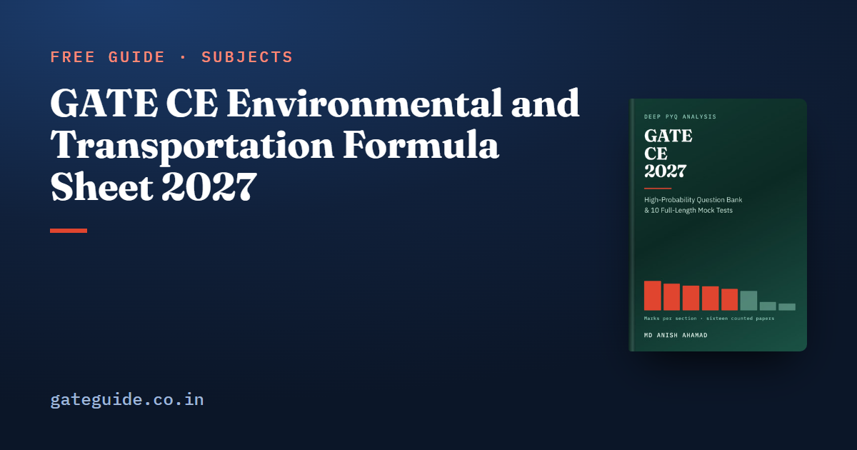 GATE CE Environmental and Transportation Formula Sheet 2027