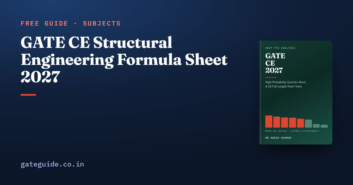 GATE CE Structural Engineering Formula Sheet 2027