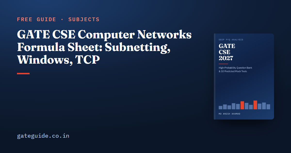 GATE CSE Computer Networks Formula Sheet: Subnetting, Windows, TCP
