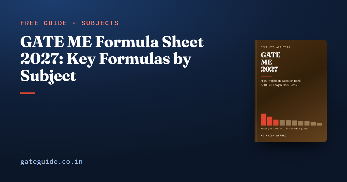 GATE ME Formula Sheet 2027: Key Formulas by Subject