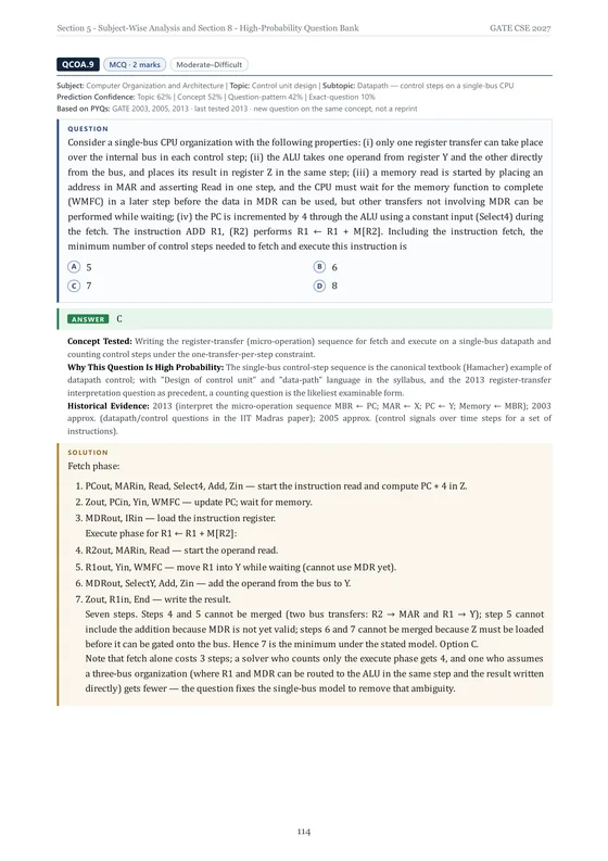 Page 114 of the book: A question, with its evidence